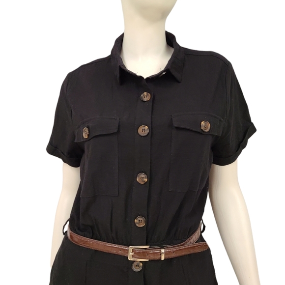 Black Shorts Button Up Shorts Romper size Large - Picture 5 of 6